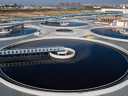 A large water plant with many different levels of water.